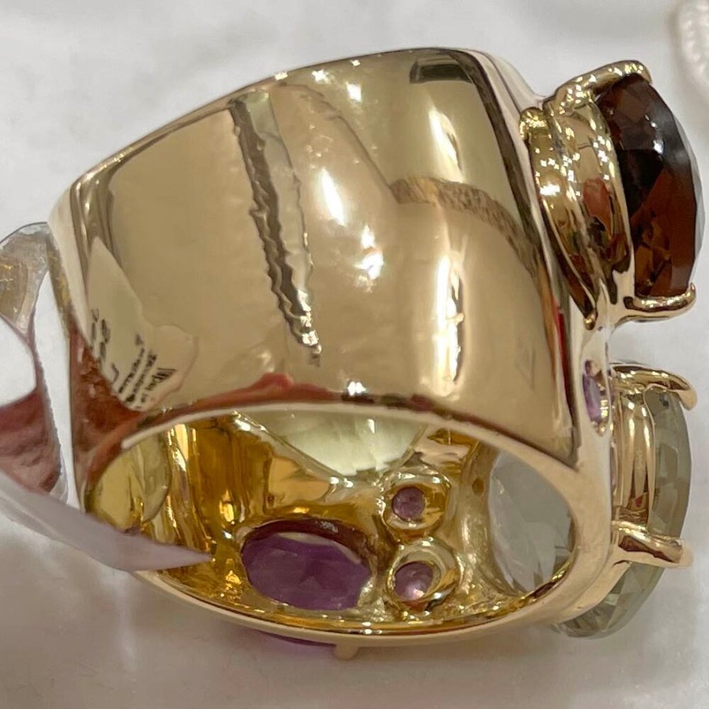 Very Good cond Auth Roberto Coin Ipanema Bold Multigem 18 KT Yellow Gold Ring - Picture 8 of 11